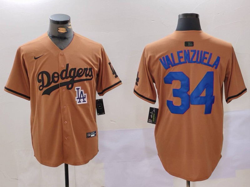 Men Los Angeles Dodgers #34 Valenzuela army green joint name 2024 Nike MLB Jersey style 6